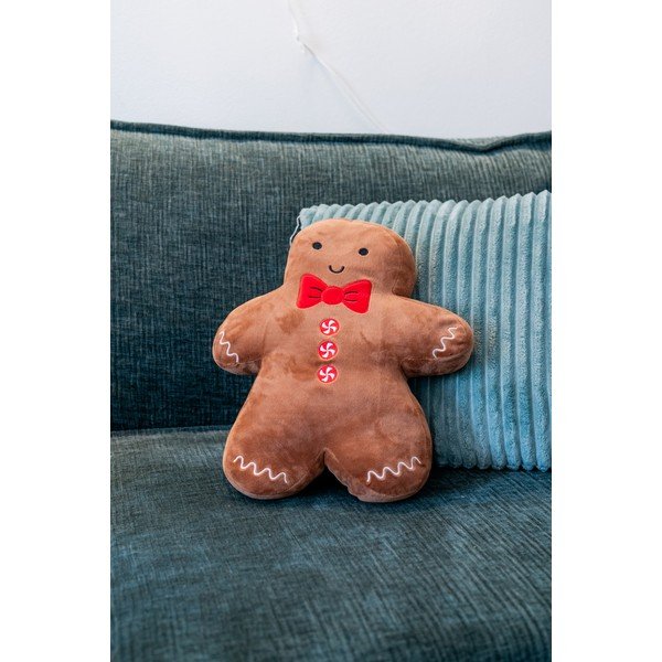 Aksamitna poduszka dekoracyjna ze świątecznym motywem 28x37 cm Gingerbread – Catherine Lansfield-image-1