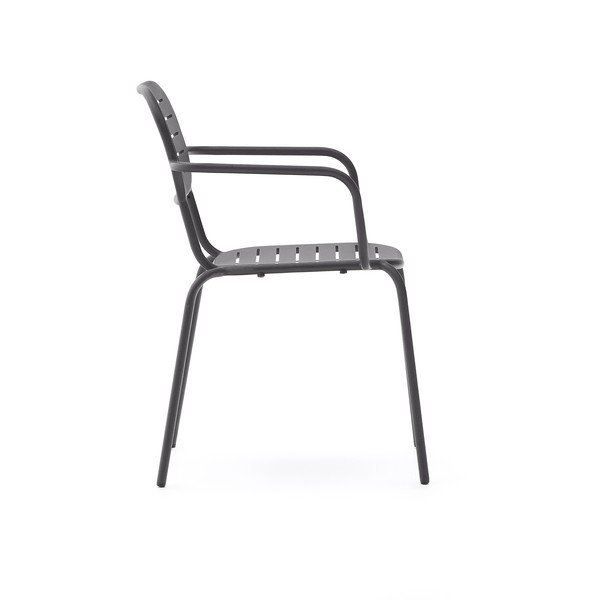 Ciemnoszare metalowe krzesło ogrodowe Brai – Kave Home-image-3