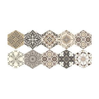Zestaw 10 naklejek na podłogę Ambiance Floor Stickers Hexagons Luiza, 40x90 cm