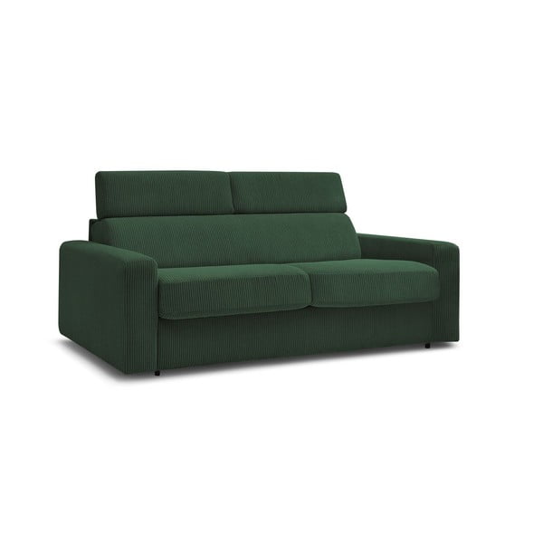 Ciemnozielona sztruksowa rozkładana sofa 195 cm Monaco – Bobochic Paris-image-1