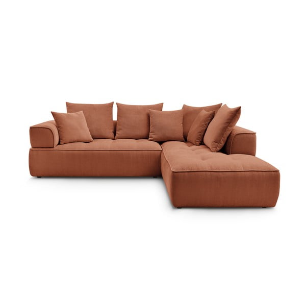 Narożnik z tkaniny szenilowej (prawostronny/w kształcie litery L) w kolorze terakoty Whesley – Bobochic Paris