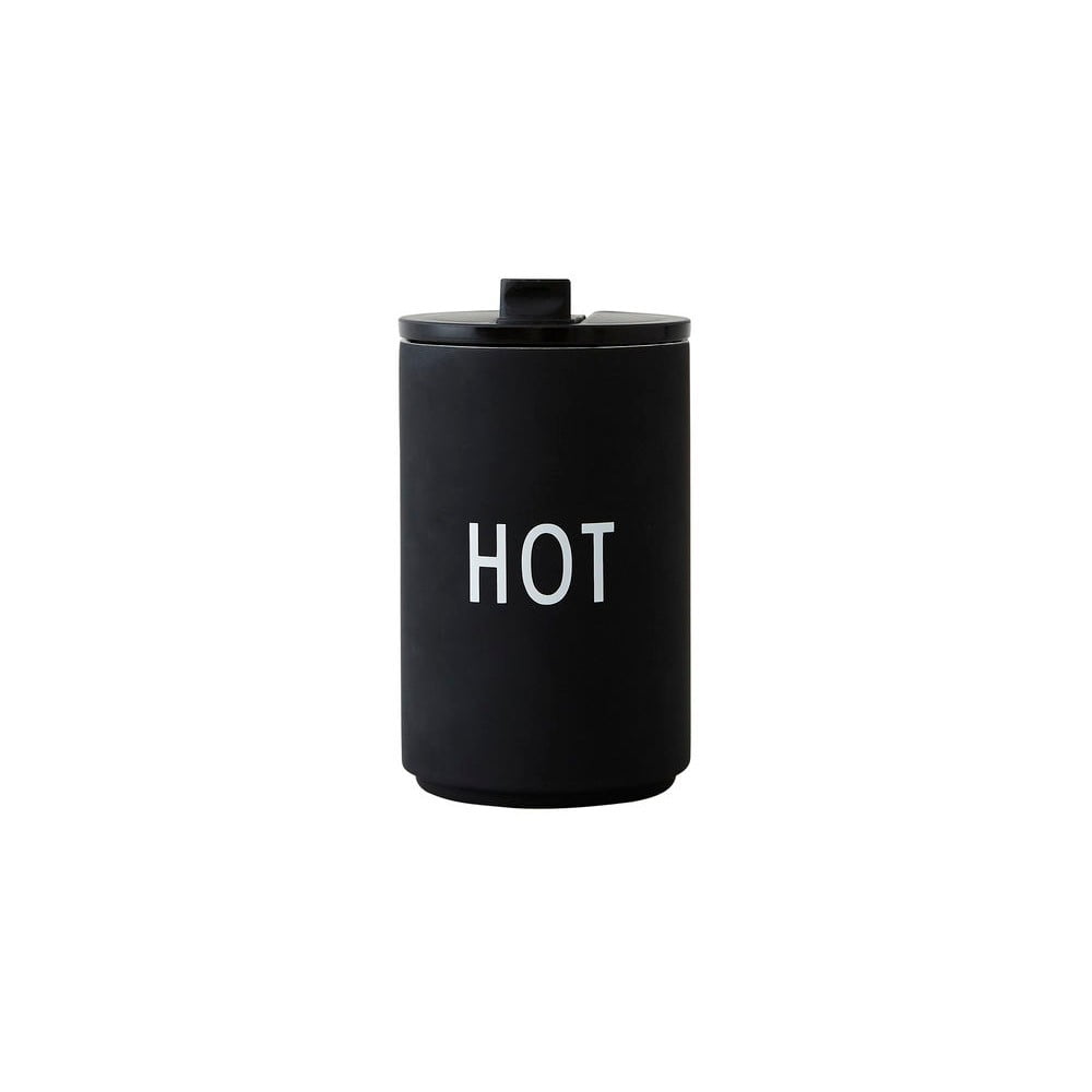 Czarny kubek termiczny Design Letters Hot, 350 ml