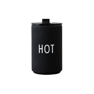 Czarny kubek termiczny Design Letters Hot, 350 ml