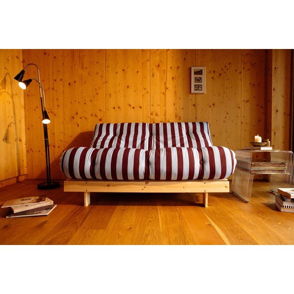 Bordowa/jasnoniebieska rozkładana sofa 160 cm Roots – Karup-image-1