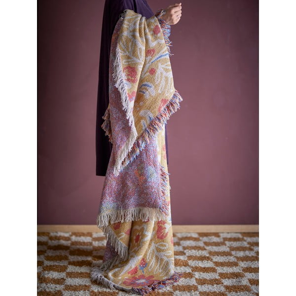 Żółty koc z bawełny z recyklingu 130x160 cm Reims – Bloomingville-image-1