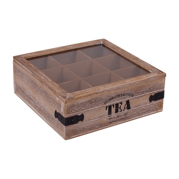 Pudełko drewniane z 9 przegródkami na herbatę Tea