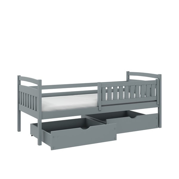 Szare łóżko dziecięce z drewna sosnowego ze schowkiem 80x200 cm Terry – Lano Meble