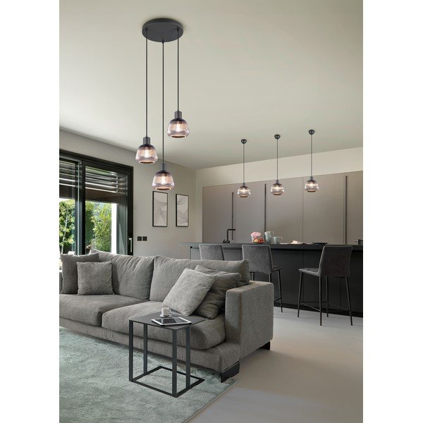 Czarna lampa wisząca ze szklanym kloszem ø 37 cm Tarifa – Trio-image-1