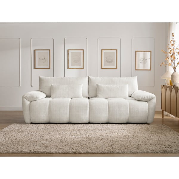 Biała sofa z tkaniny szenilowej 264 cm Ivane – Bobochic Paris-image-1