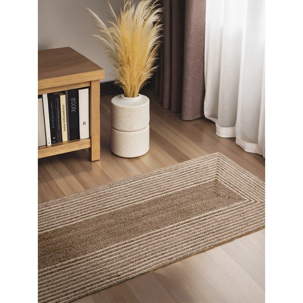 Chodnik z juty dwustronny/tkany ręcznie w jasnym naturalnym kolorze/w ciemnym naturalnym kolorze 80x300 cm Juno – Hanse Home-image-1