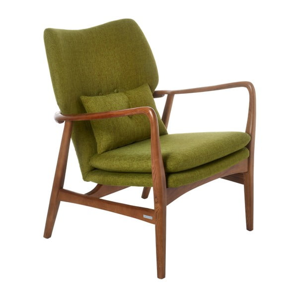 Zielony fotel z konstrukcją z drewna jesionowego pols potten Peggy