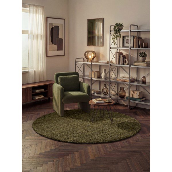Ciemnozielony wełniany okrągły dywan tkany ręcznie ø 200 cm Bexley Woolwich – Ted Baker-image-1