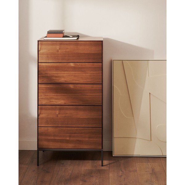 Wysoka komoda w dekorze orzecha 60x114 cm Vedrana – Kave Home-image-1