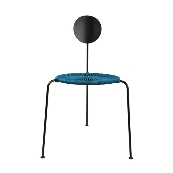Czarne krzesło z niebieskim siedziskiem OK Design Centro