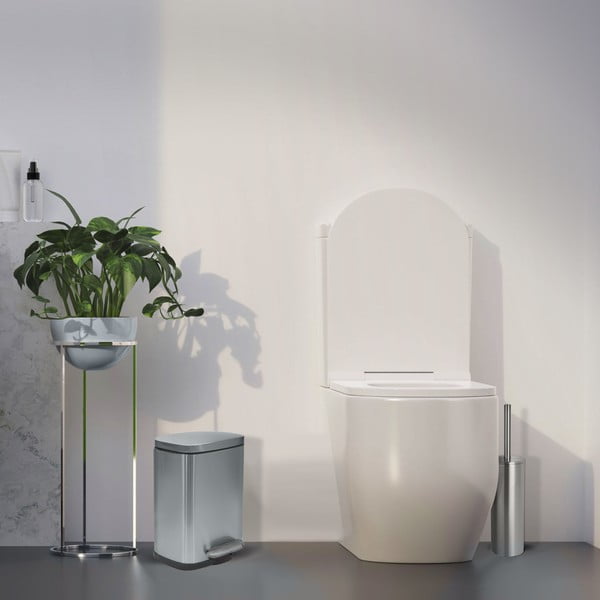 Stalowy kosz na śmieci z pedałem w kolorze matowego srebra 5 l   Akira – Spirella-image-4