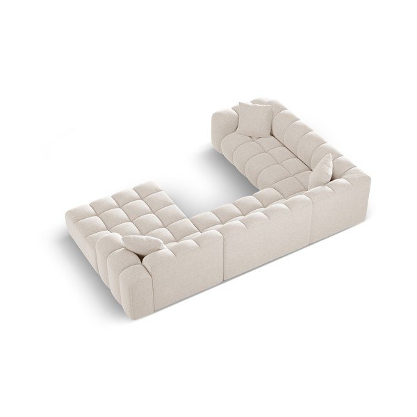 Kremowy narożnik z tkaniny szenilowej (lewostronny/w kształcie litery U) Treno – Cosmopolitan Design-image-3