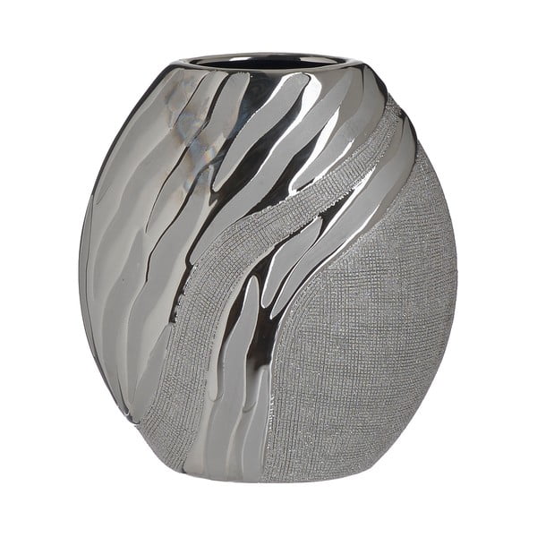 Ceramiczny wazon w kolorze srebra InArt, wys. 20,5 cm