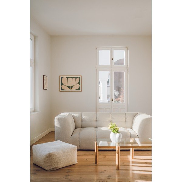 Stolik ze szklanym blatem w naturalnym kolorze 55x105 cm Kob – noo.ma-image-2