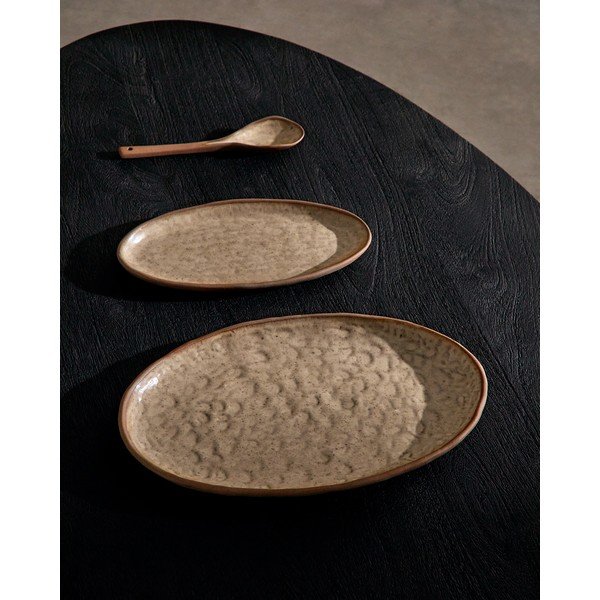 Beżowe ceramiczne talerze do serwowania zestaw 3 szt. Zunel – Kave Home-image-3
