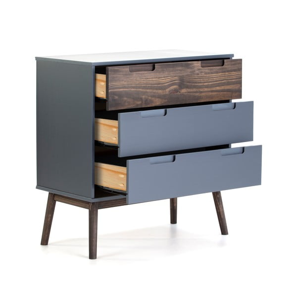 Antracytowa/ciemnobrązowa wysoka komoda z litego drewna sosnowego 80x82 cm Nussa – Marckeric-image-3