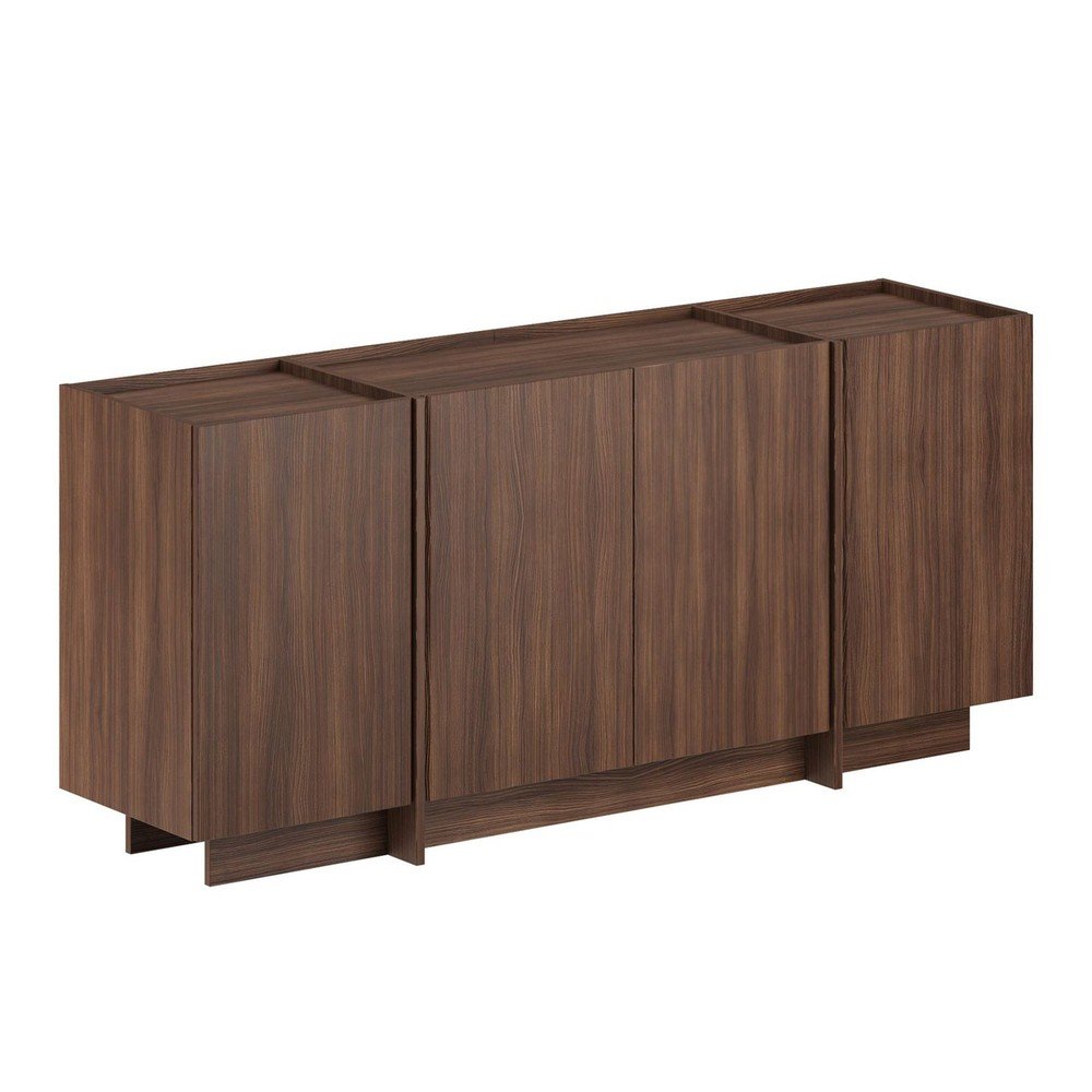 Komoda w dekorze orzecha z otworem na kable w ciemnym naturalnym kolorze 180x80x45 cm Dorma – Kalune Design