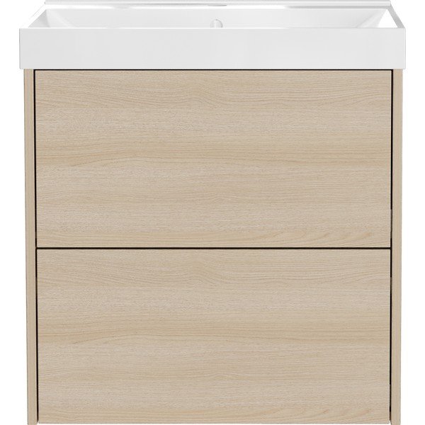 Wisząca szafka pod umywalkę w dekorze dębu w naturalnym kolorze 61x65 cm Bodera – Germania-image-3