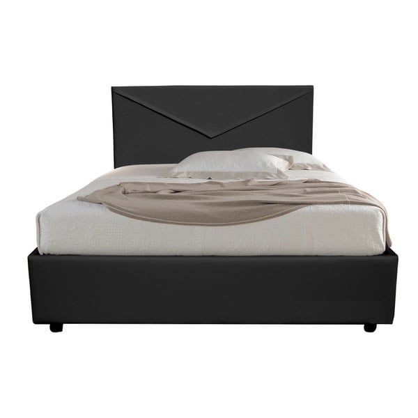 Czarne łóżko jednoosobowe ze schowkiem 13Casa Mina, 120x190 cm
