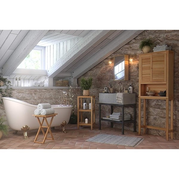 Regał łazienkowy z litego drewna orzechowego 36x79 cm Norway – Wenko-image-1
