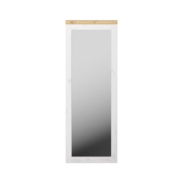 Lustro ścienne w mlecznobiałej ramie z drewna sosnowego Steens Monaco, 52x144 cm