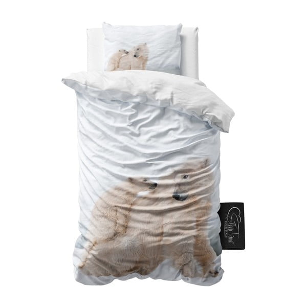 Pościel z mikroperkalu Sleeptime Icebears, 140x220 cm