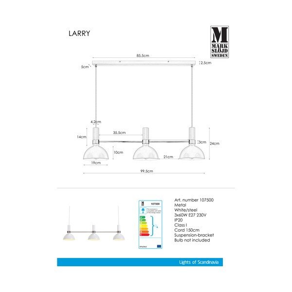 Biała lampa wisząca Markslöjd Larry-image-3