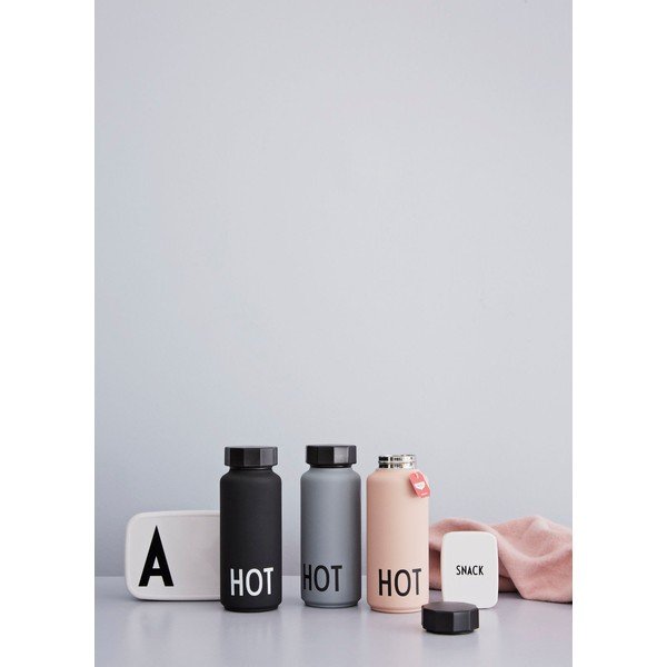 Czarna butelka termiczna Design Letters Hot, 500 ml-image-3