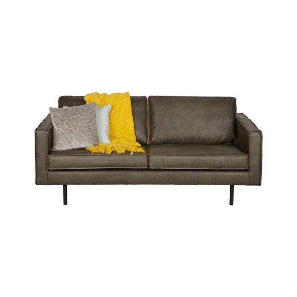 Ciemnozielona sofa z obiciem ze skóry z recyklingu BePureHome Rodeo, 190 cm-image-2