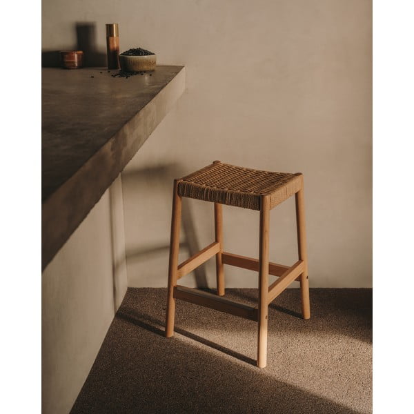 Hokery zestaw 2 szt. z litego drewna dębowego w naturalnym kolorze (wysokość siedziska 66 cm) Yalia – Kave Home-image-1