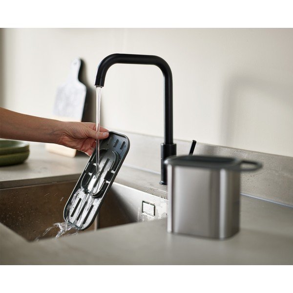 Metalowy stojak na akcesoria do mycia naczyń w kolorze srebra z połyskiem Duo Steel – Joseph Joseph-image-3