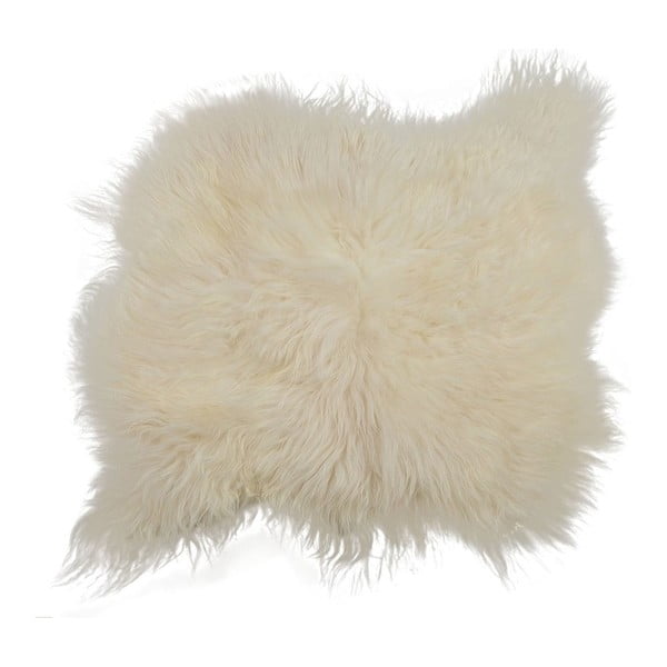 Biały dywan futrzany z długim włosiem Furry, 100 x 90 cm