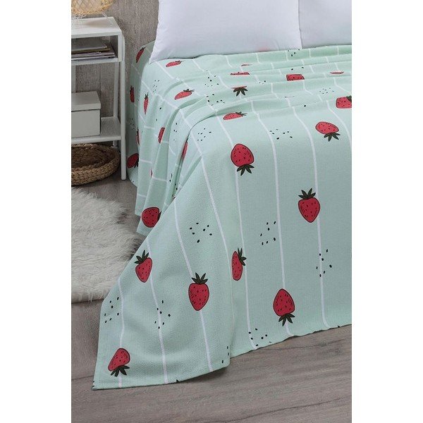 Miętowa bawełniana narzuta 170x230 cm Strawberry – Mila Home-image-2
