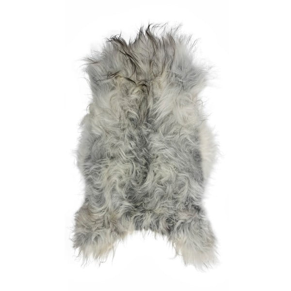 Jasnoszary futrzany dywan z owczej skóry z długim włosiem Arctic Fur Chesto, 90x50 cm