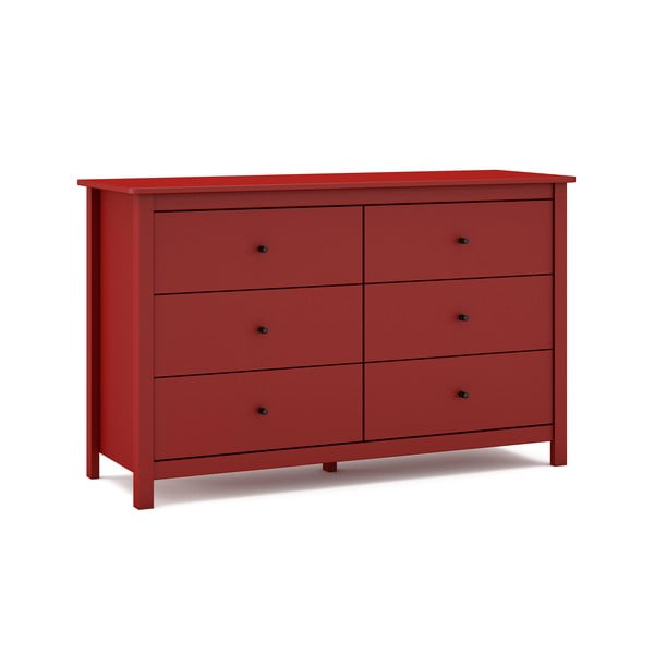 Czerwona niska komoda z drewna sosnowego 130x80 cm Misti – Marckeric-image-2