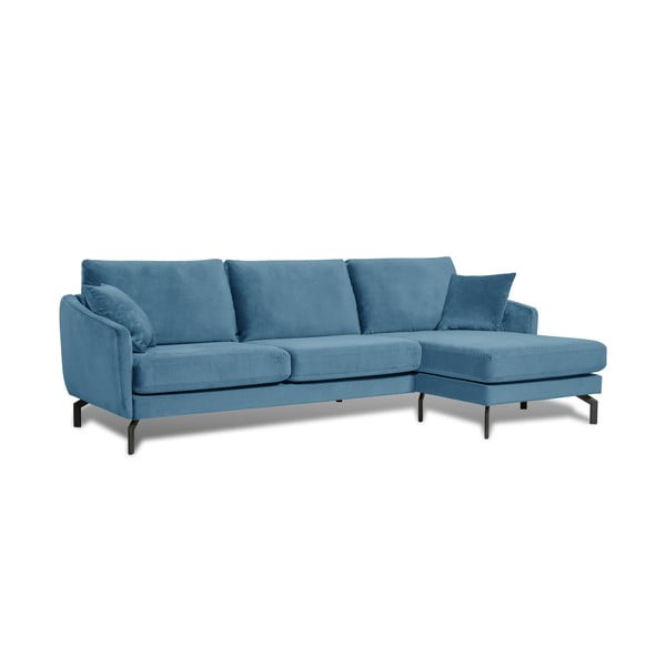 Niebieski narożnik z aksamitnym obiciem Scandic Magic, prawostronny-image-2