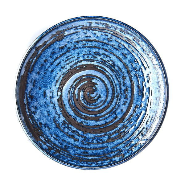 Niebieski talerz ceramiczny MIJ Copper Swirl, ø 25 cm