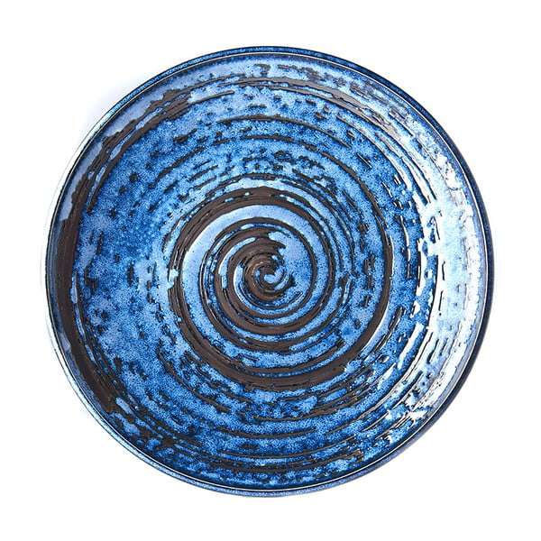 Niebieski talerz ceramiczny MIJ Copper Swirl, ø 25 cm