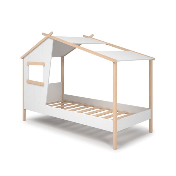 Białe łóżko dziecięce z litego drewna sosnowego w kształcie domku 90x190 cm Luba – Marckeric-image-4