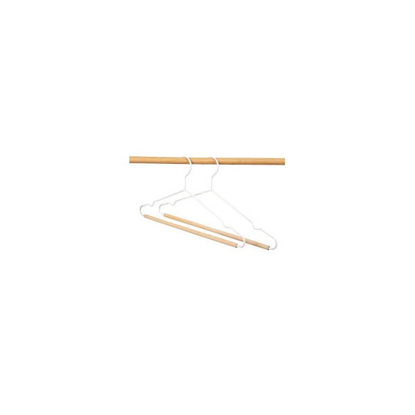 Zestaw 2 białych wieszaków na ubrania z drewnianym detalem Compactor Frosted-image-2