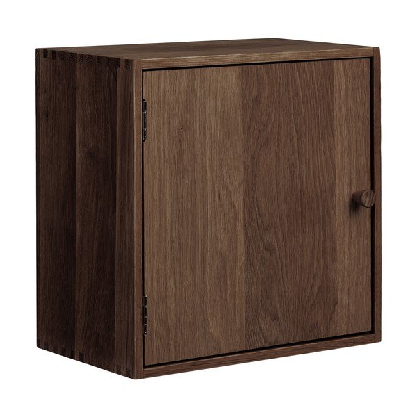 Ciemnobrązowa wielopoziomowa półka z litego drewna dębowego 30 cm Townsville – House Nordic