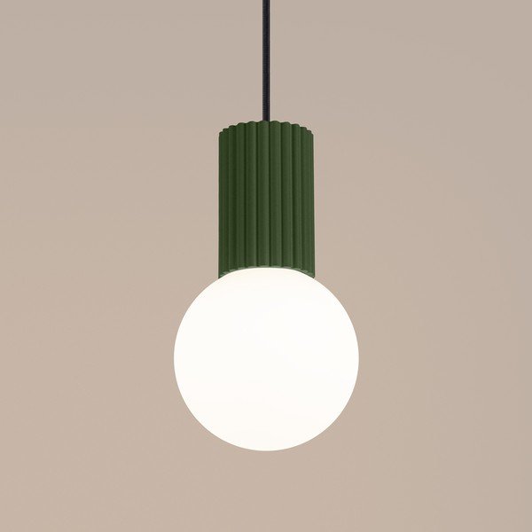 Zielona lampa wisząca z opalowego szkła ø 12 cm Orbital – Sollux-image-3