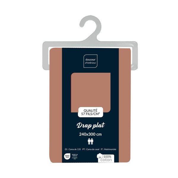 Łososiowe bawełniane prześcieradło 240x300 cm Lina – douceur d'intérieur-image-2