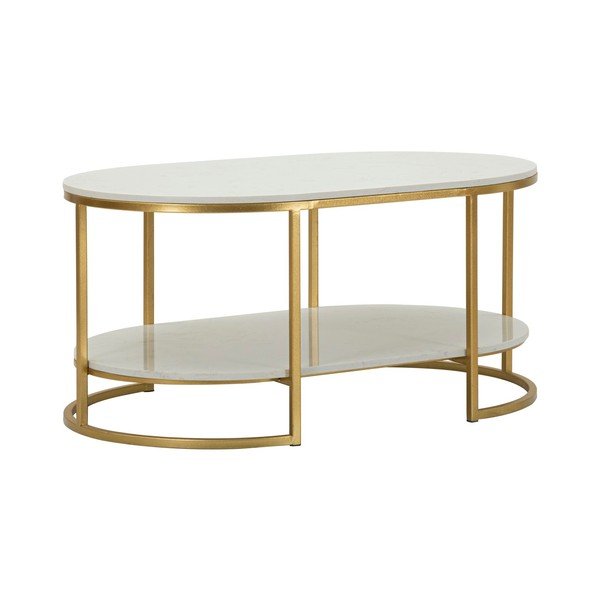 Stolik w biało-złotym kolorze z marmurowym blatem 60x90 cm Izmir – Mauro Ferretti-image-3