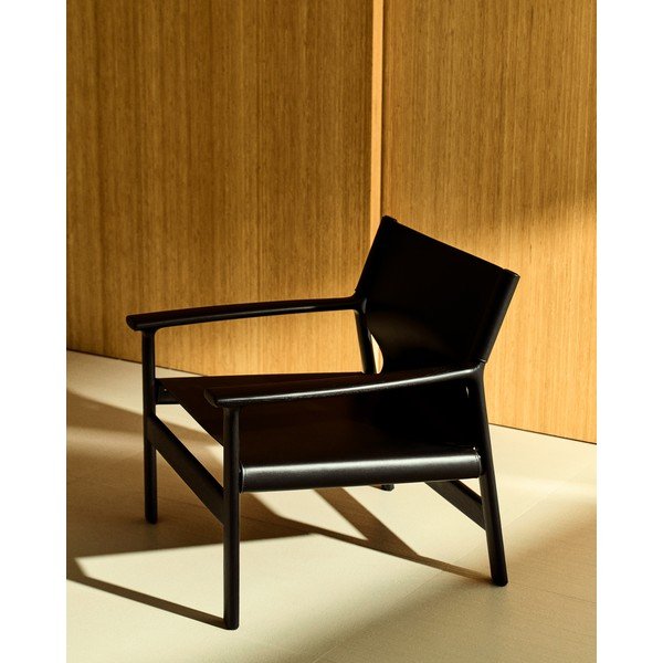 Czarny skórzany fotel Jan – Kave Home-image-1