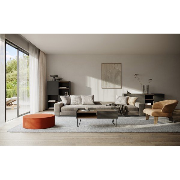 Czarny regał w dekorze orzecha 180x83 cm Nina – TemaHome-image-1